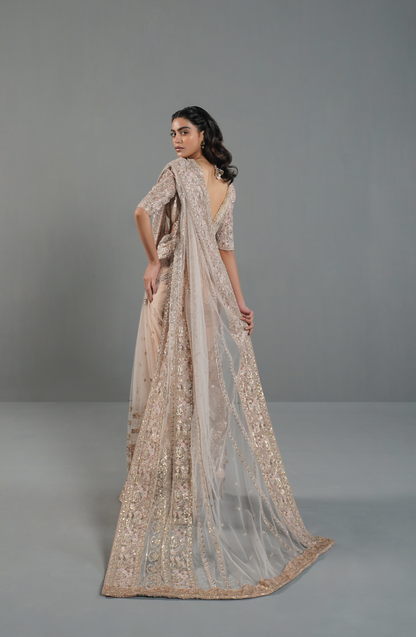 Misty Pink - Embroidered Saree Set