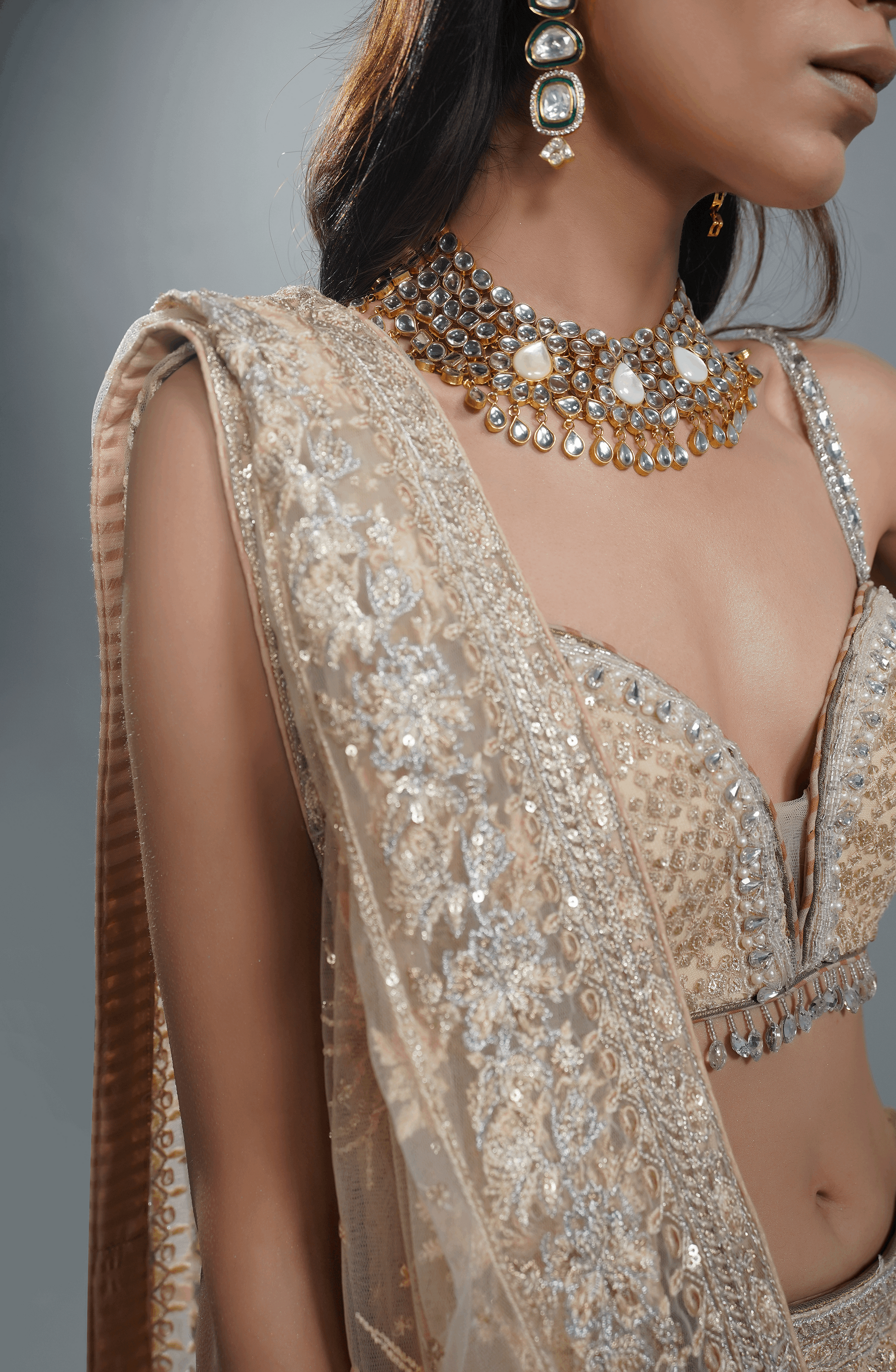 Beige Dream - Exquisite Net Lehenga Choli Outfit