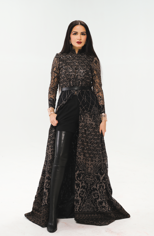 HSY | Front-Open Gown with Silk Pants