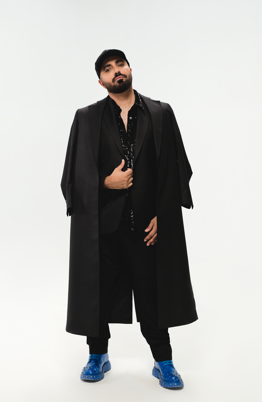 HSY | Dress Shirt with Suit Jacket and Oversized Coat