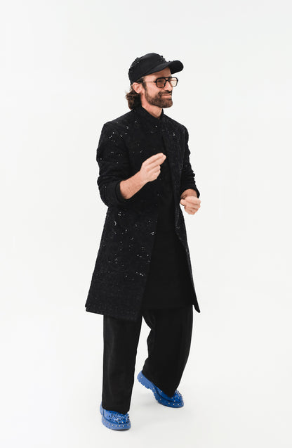 TIFI014 - Black Prince Sherwani Jacket Ensemble