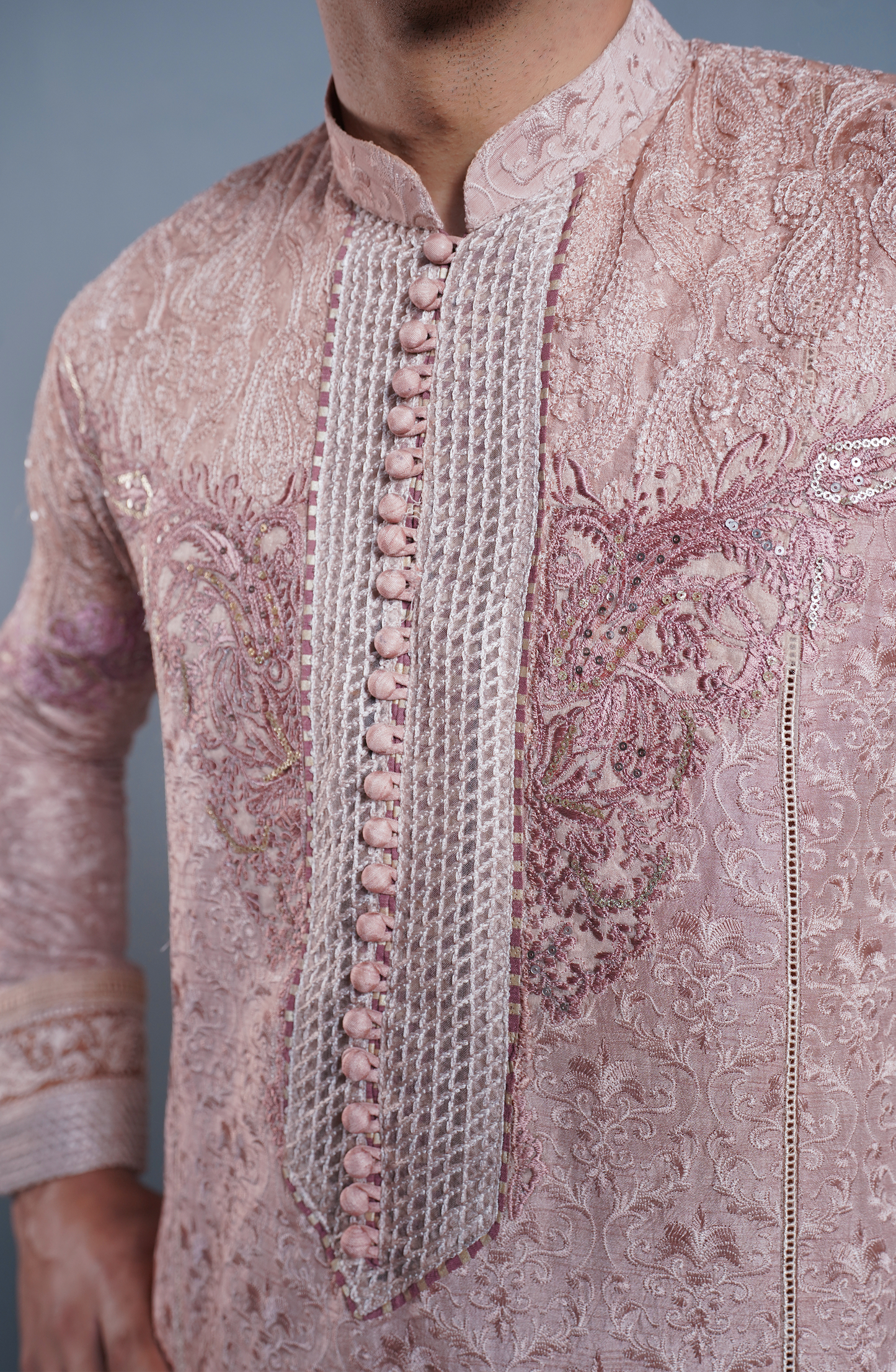 Salmon Pink - Elegant Embroidered Kurta